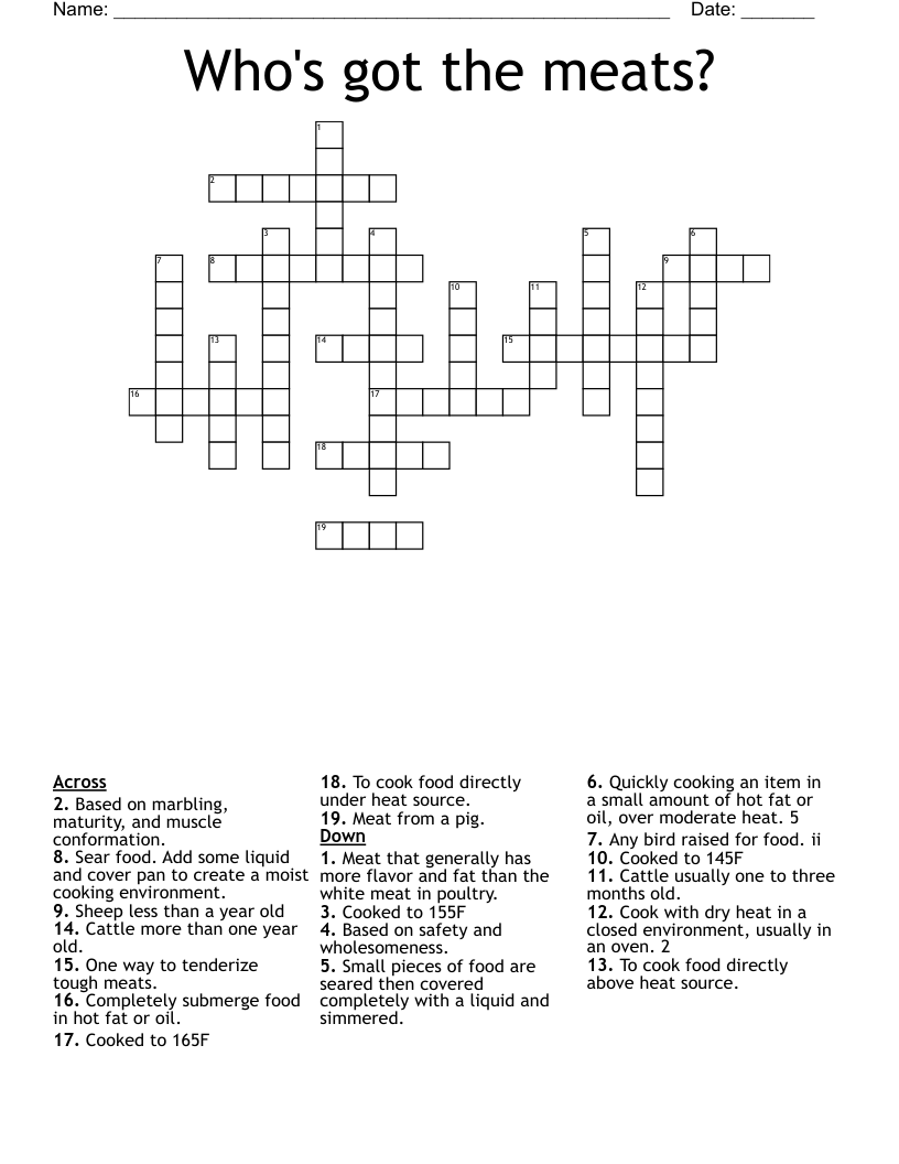 Who's got the meats? Crossword