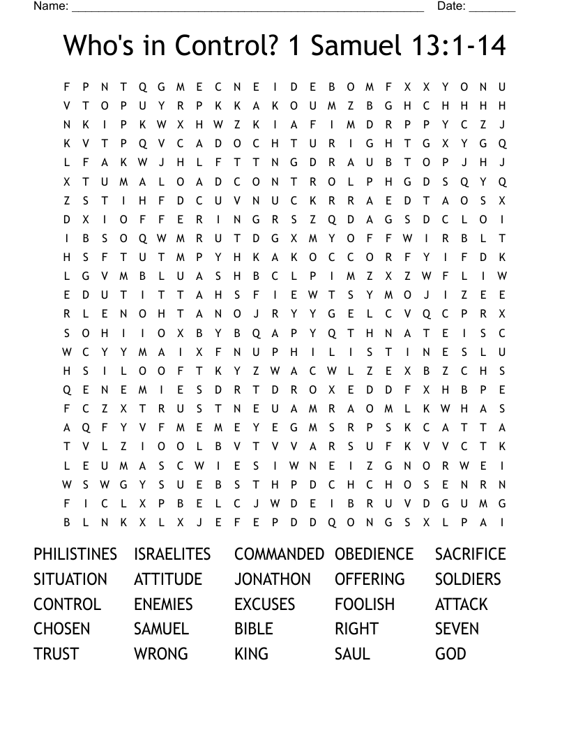 Who's in Control?  1 Samuel 13:1-14 Word Search