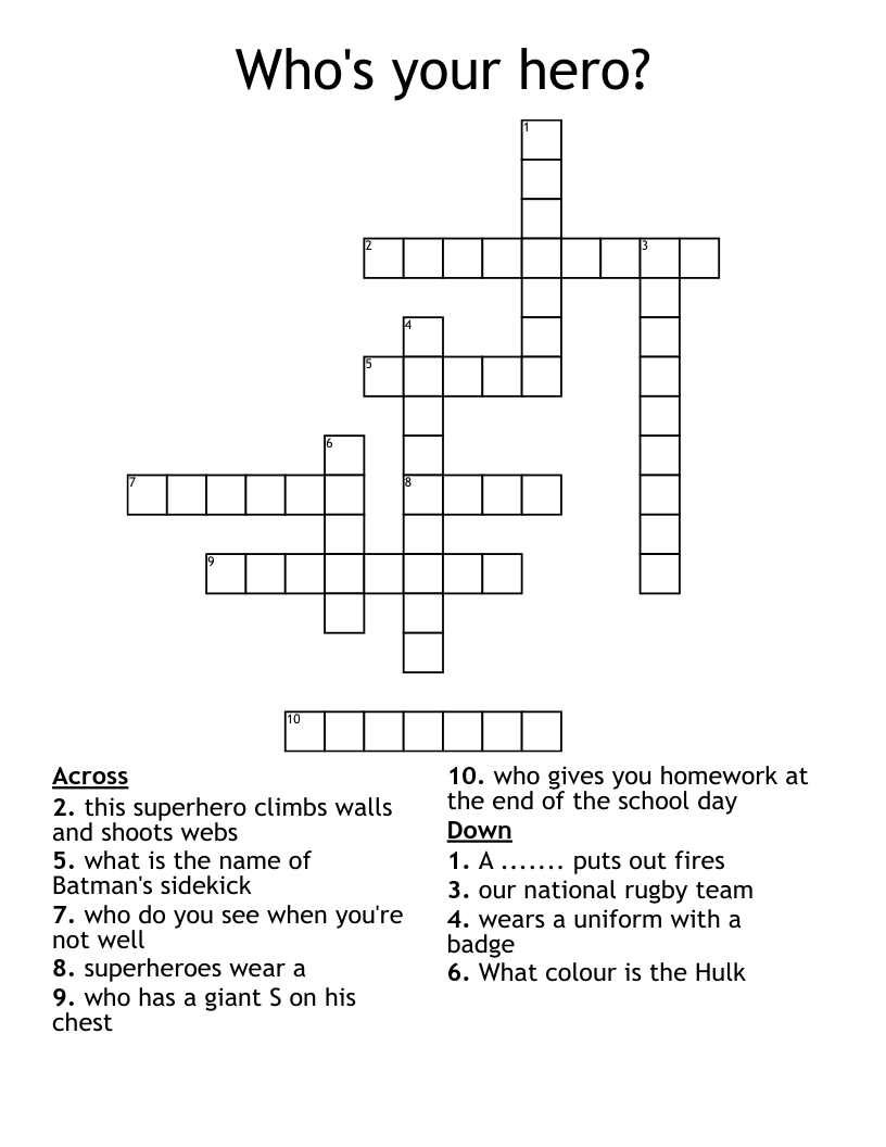 Who's your hero? Crossword