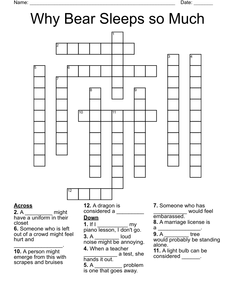 Why Bear Sleeps so Much Crossword