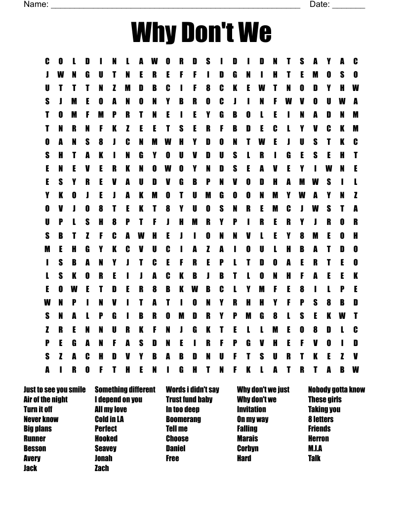 Why Don't We Word Search
