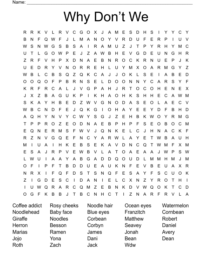 Why Don’t We Word Search