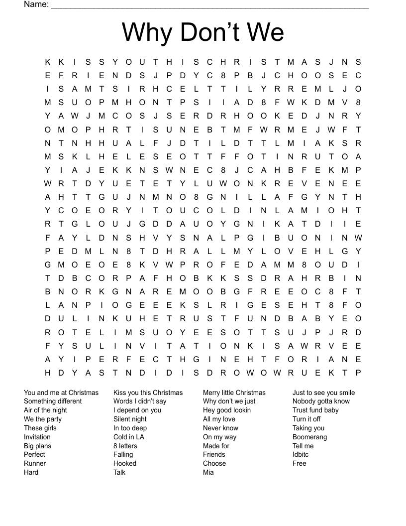 Why Don’t We Word Search