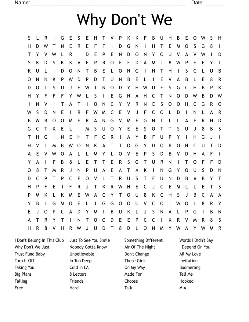 Why Don't We Word Search