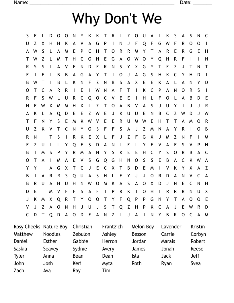 Why Don't We Word Search