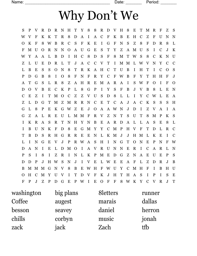 Why Don’t We Word Search