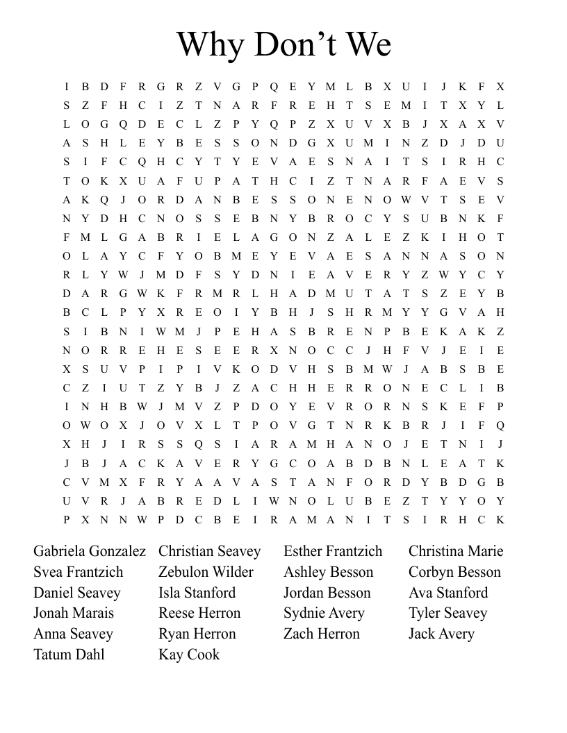 Why Don’t We Word Search