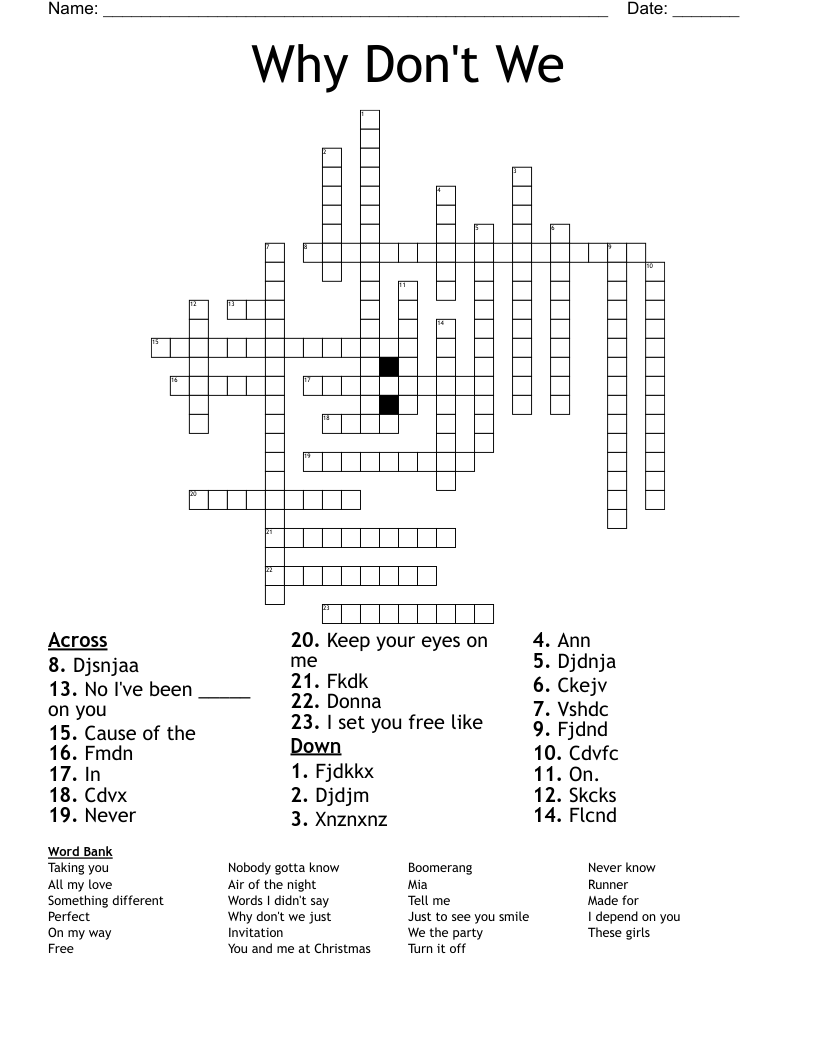Why Don't We Crossword