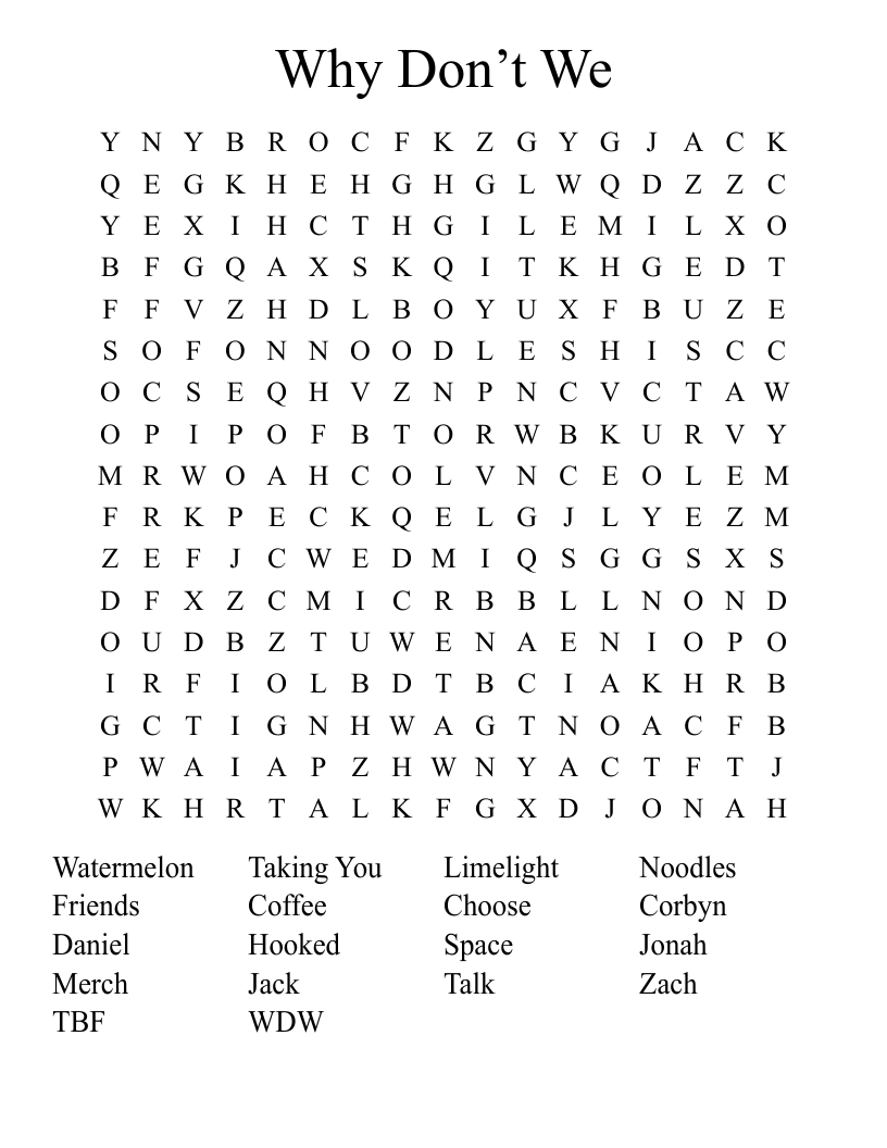 Why Don’t We  Word Search