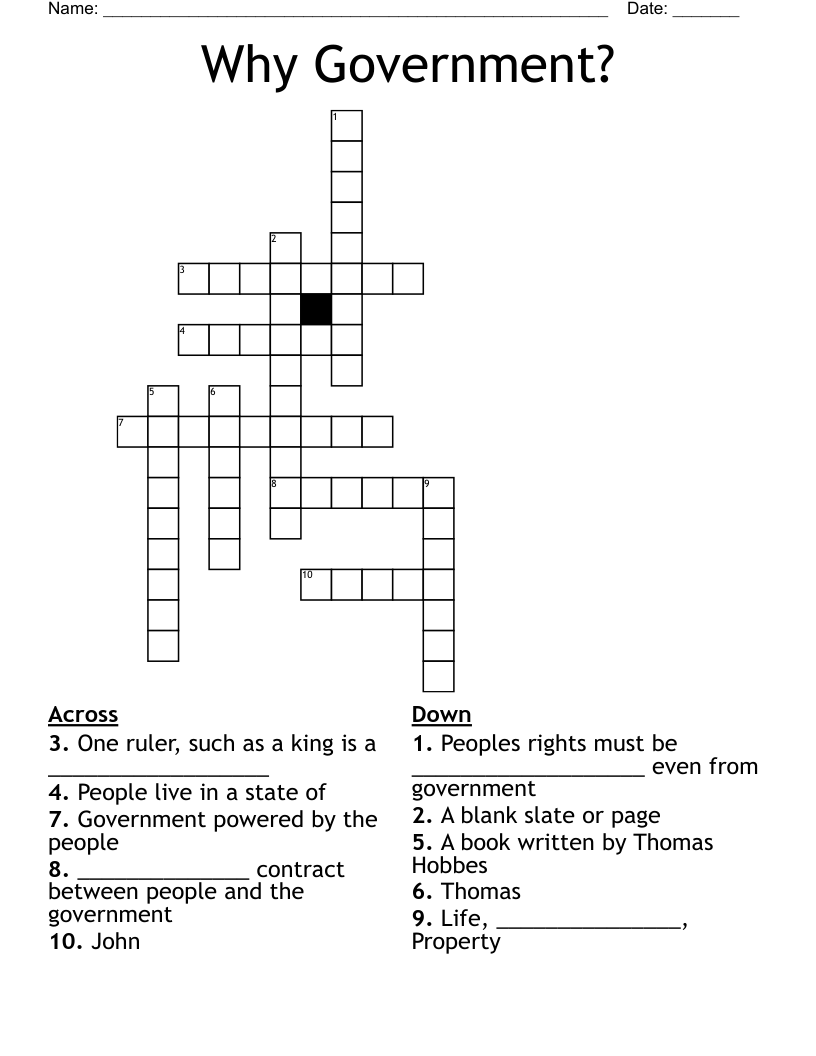 Why Government? Crossword