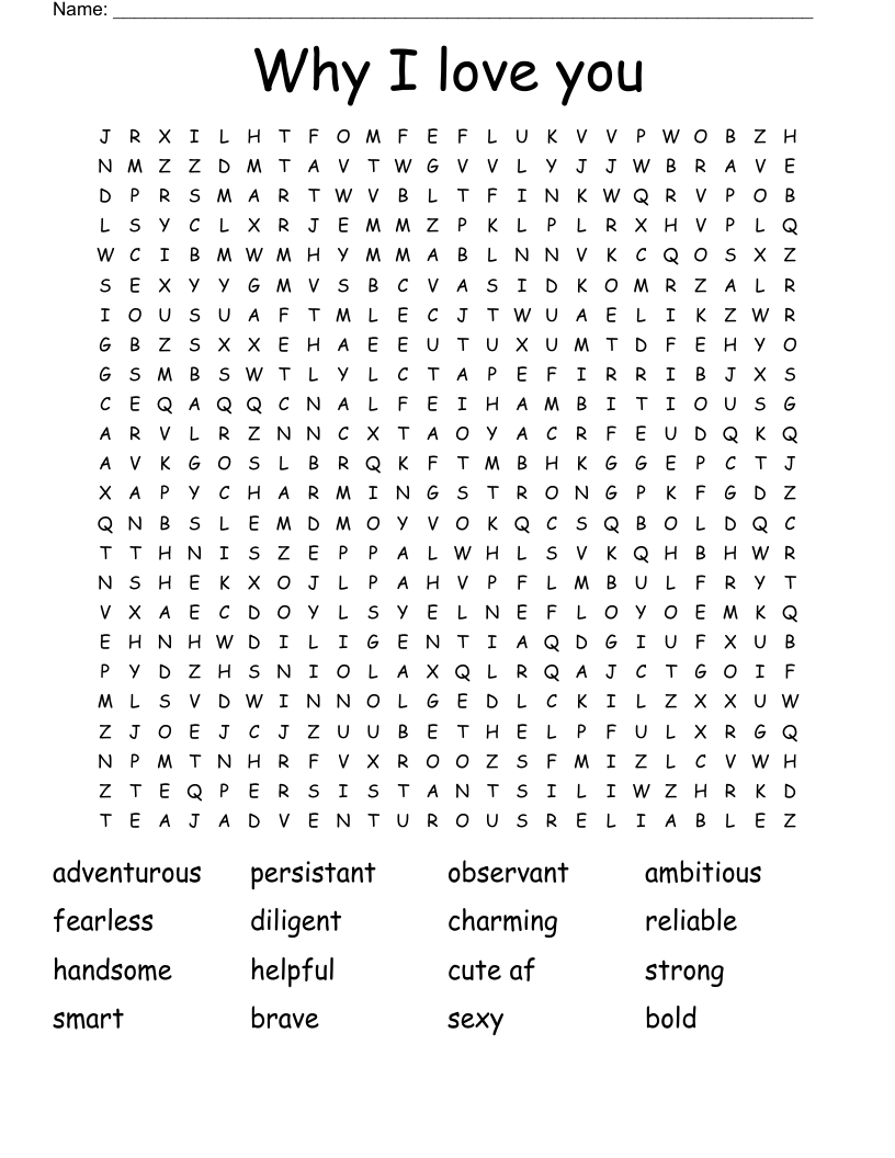 Why I love you Word Search