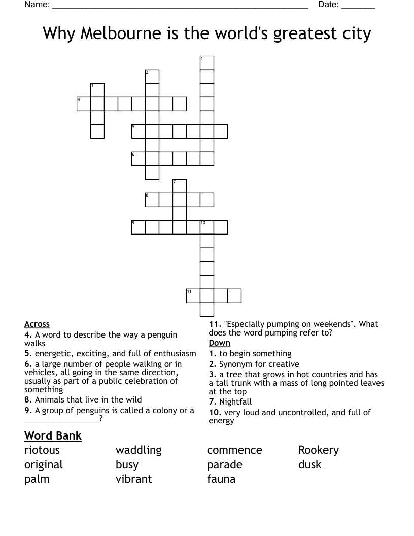 Why Melbourne is the world's greatest city Crossword