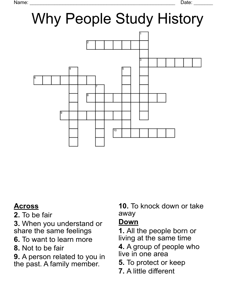 Why People Study History Crossword