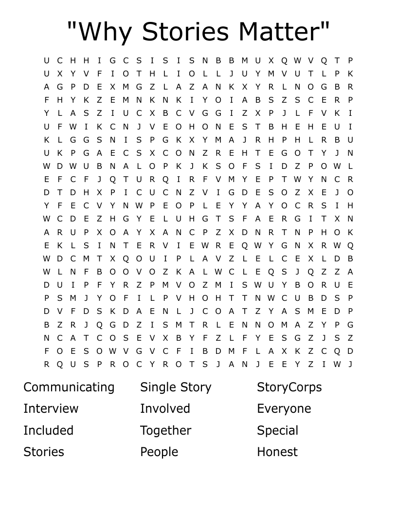 "Why Stories Matter" Word Search