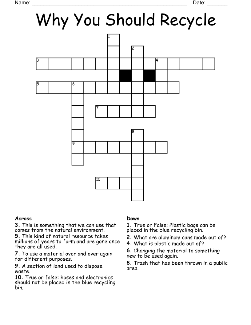 Why You Should Recycle Crossword
