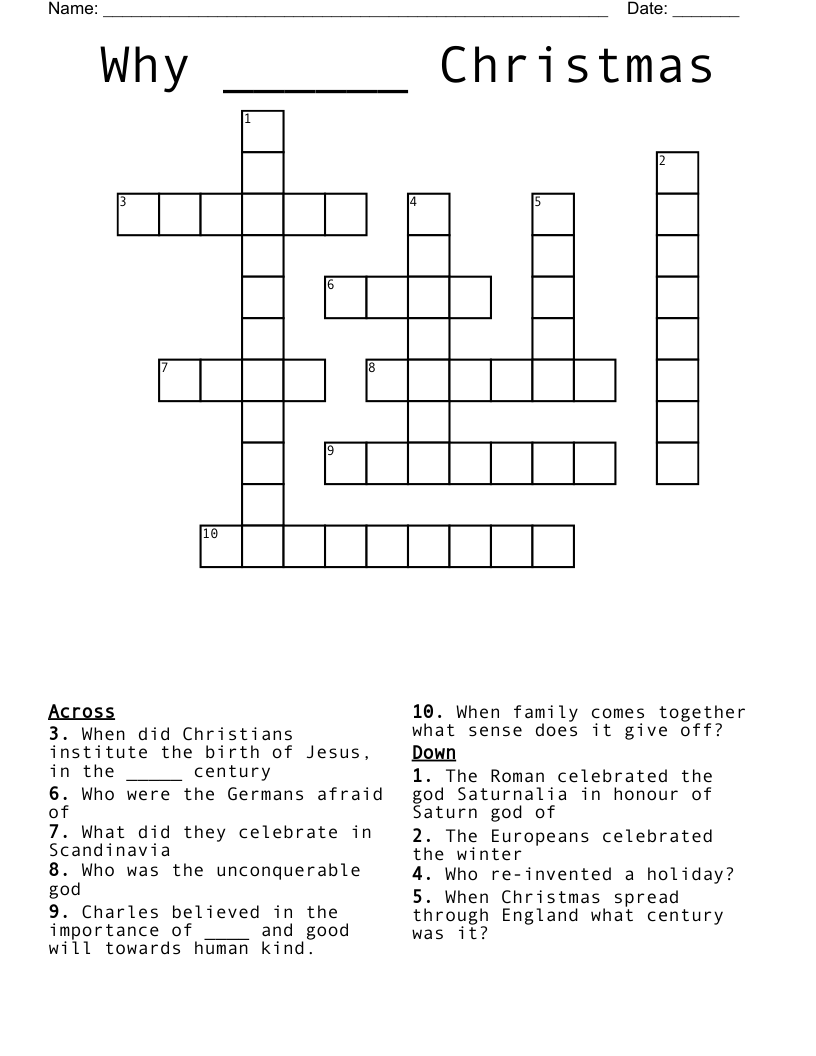 Why ______ Christmas Crossword