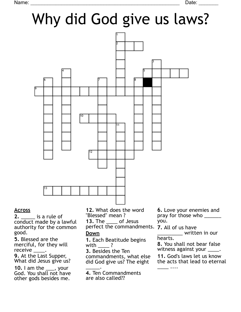 Why did God give us laws? Crossword