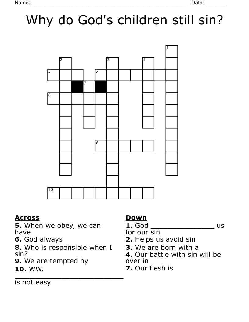 Why do God's children still sin? Crossword