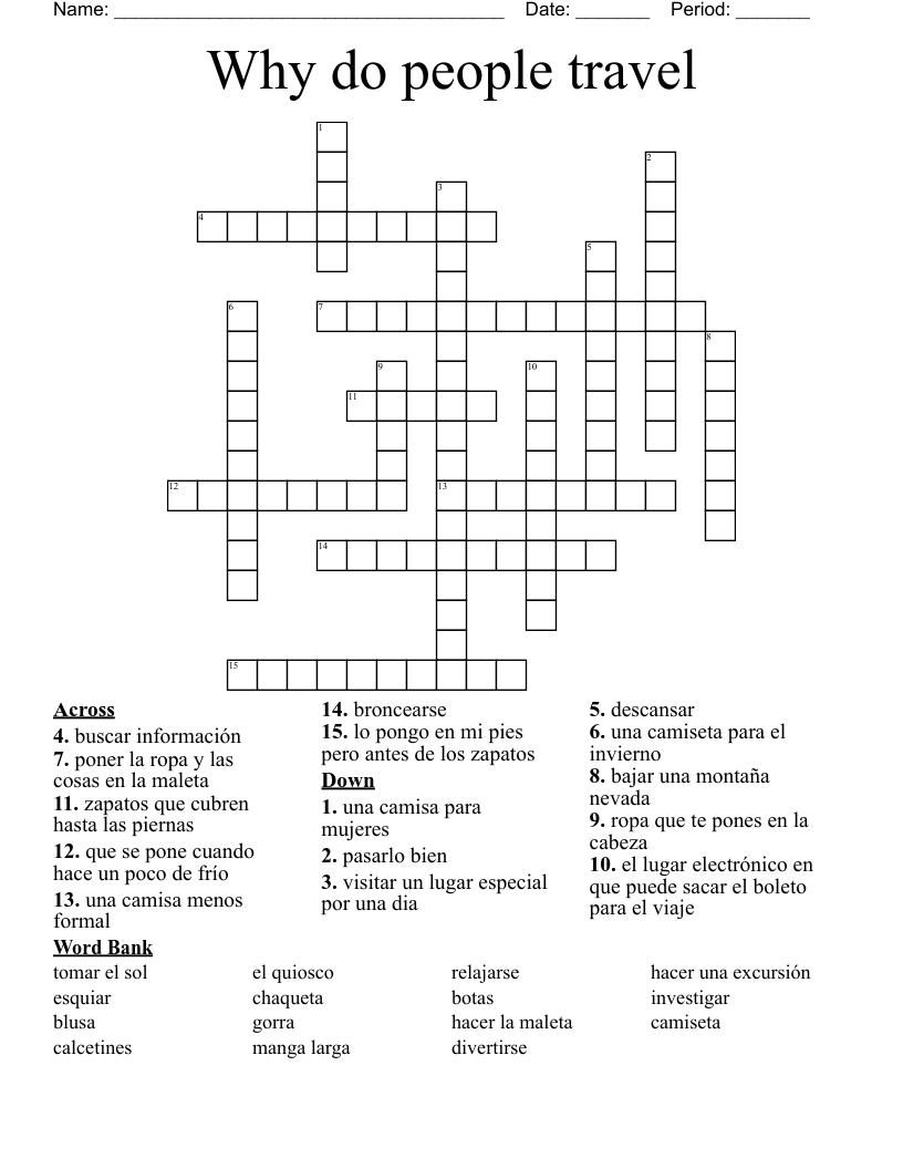 Why do people travel Crossword