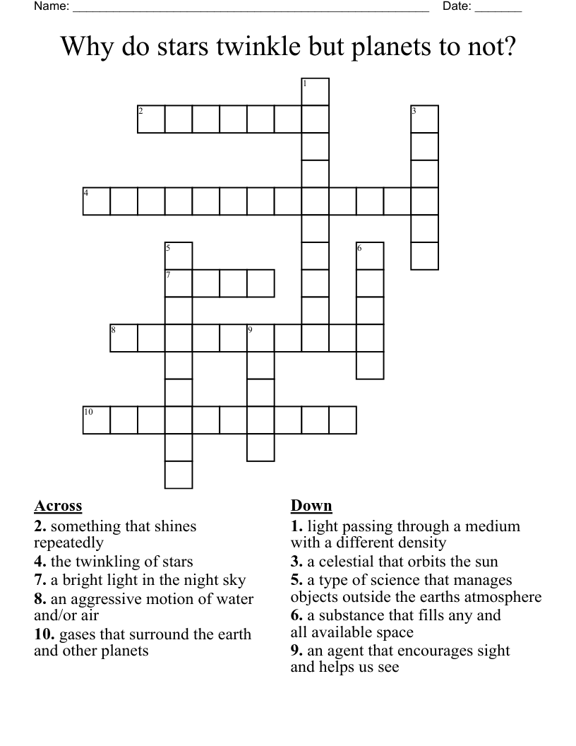 Why do stars twinkle but planets to not? Crossword