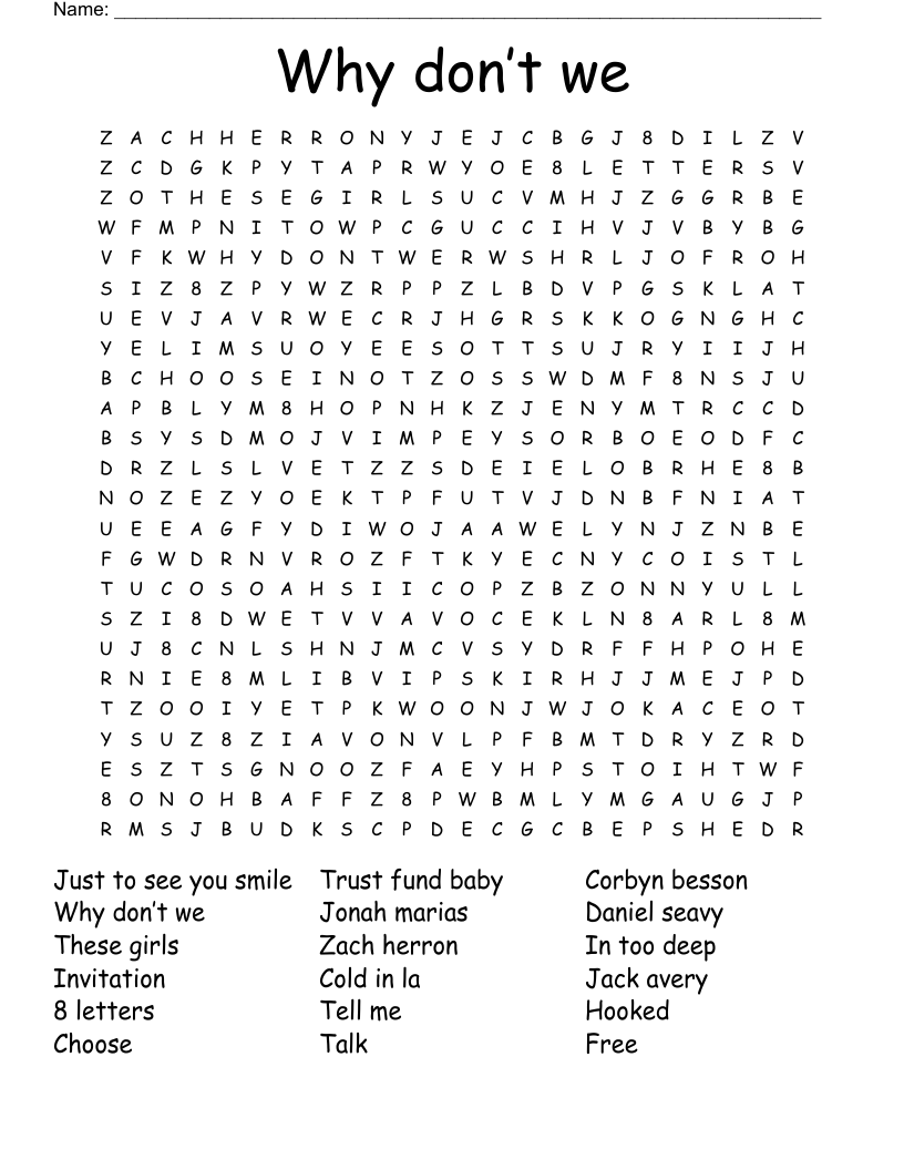 Why don’t we Word Search