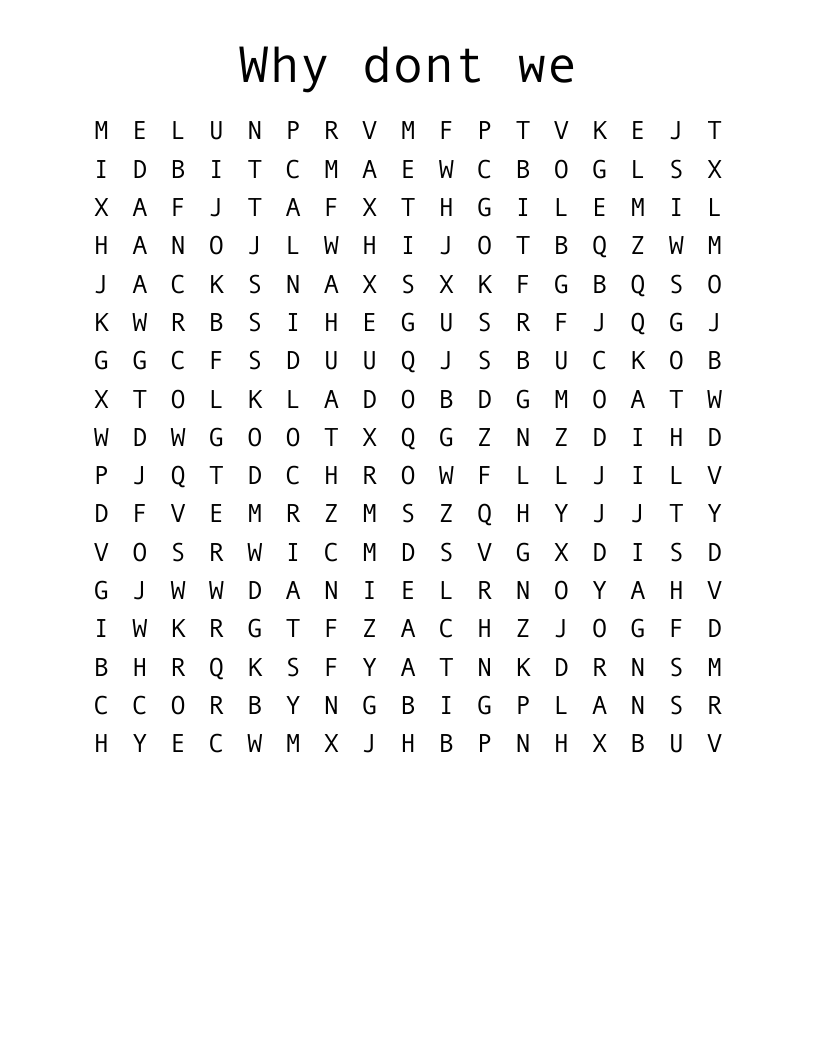 Why dont we Word Search