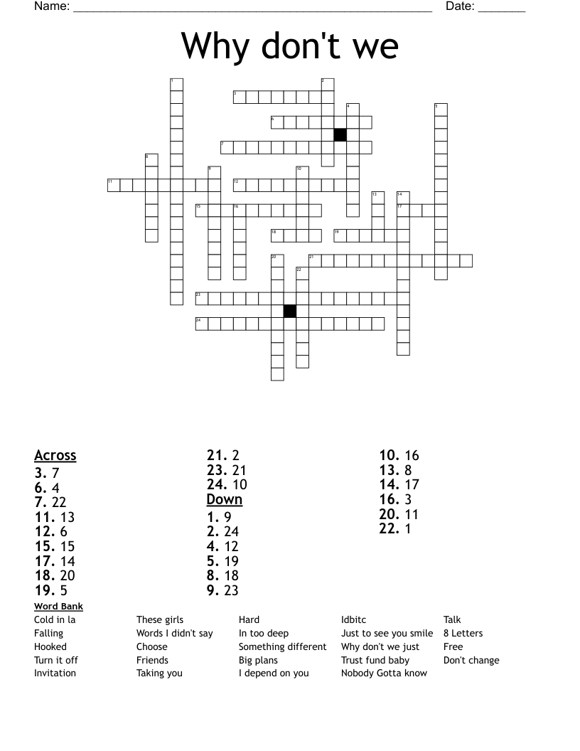 Why don't we Crossword