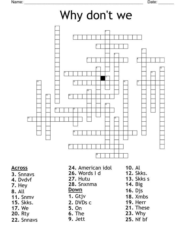Why don't we  Crossword