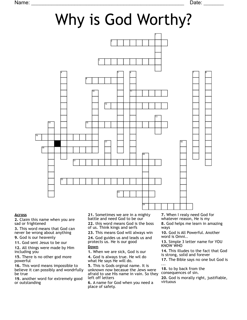 Why is God Worthy? Crossword