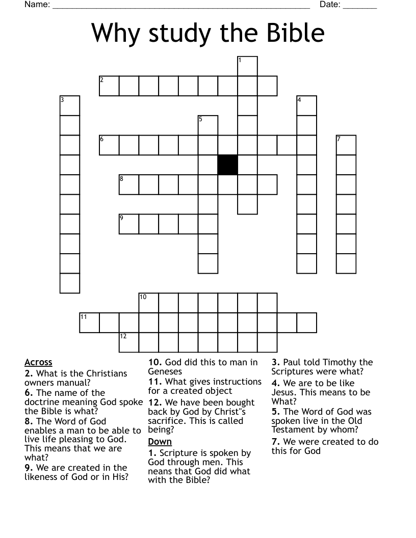 Why study the Bible Crossword