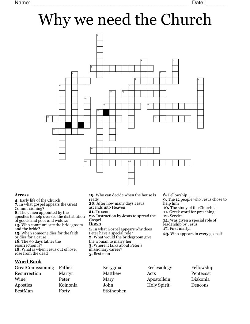Why we need the Church Crossword