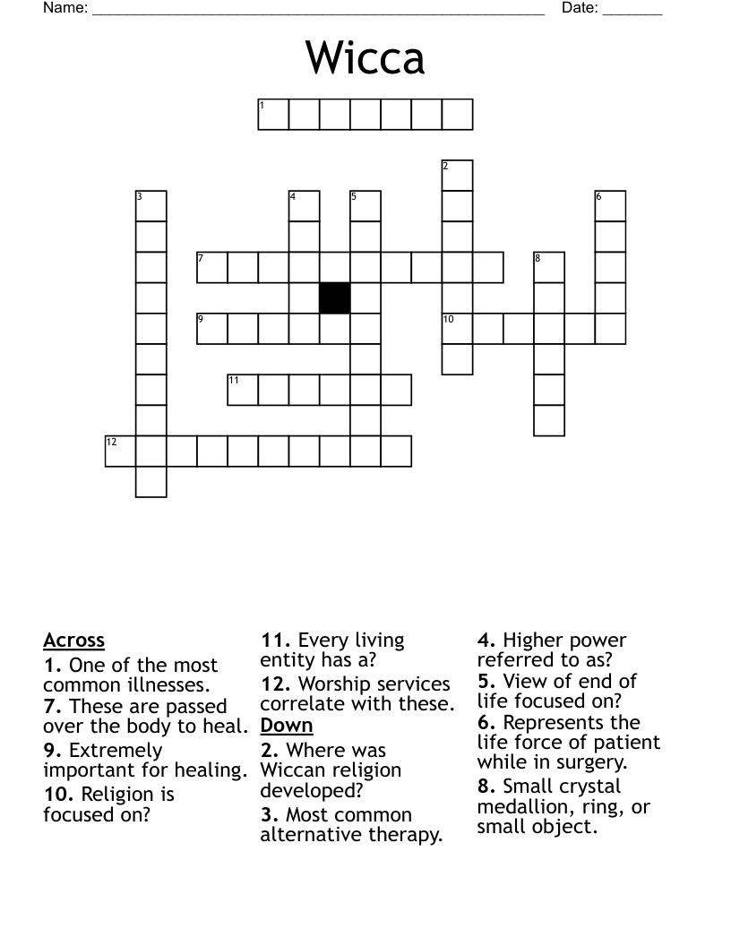 Wicca Crossword