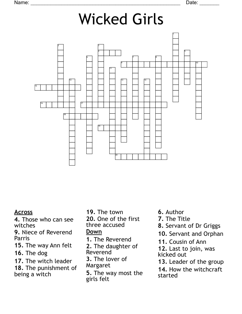 Wicked Girls Crossword