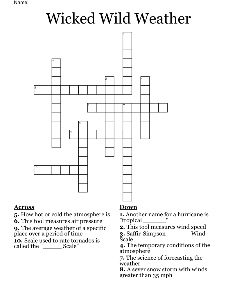 Wicked Wild Weather Crossword