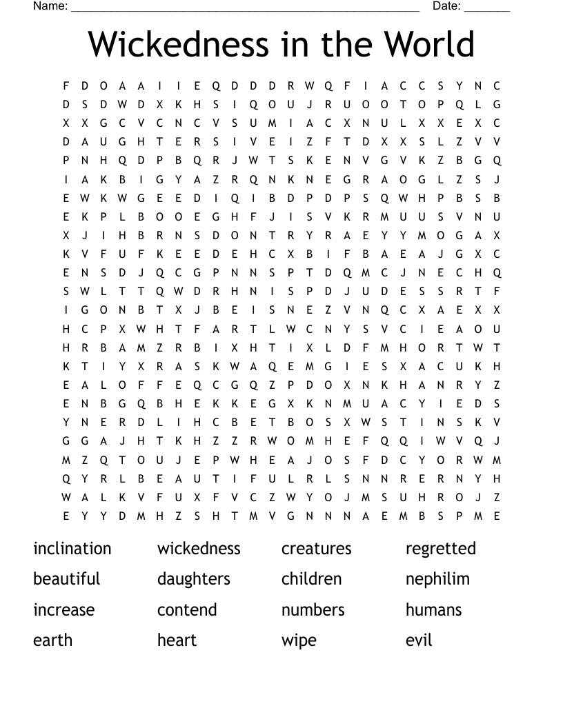 Wickedness in the World  Word Search