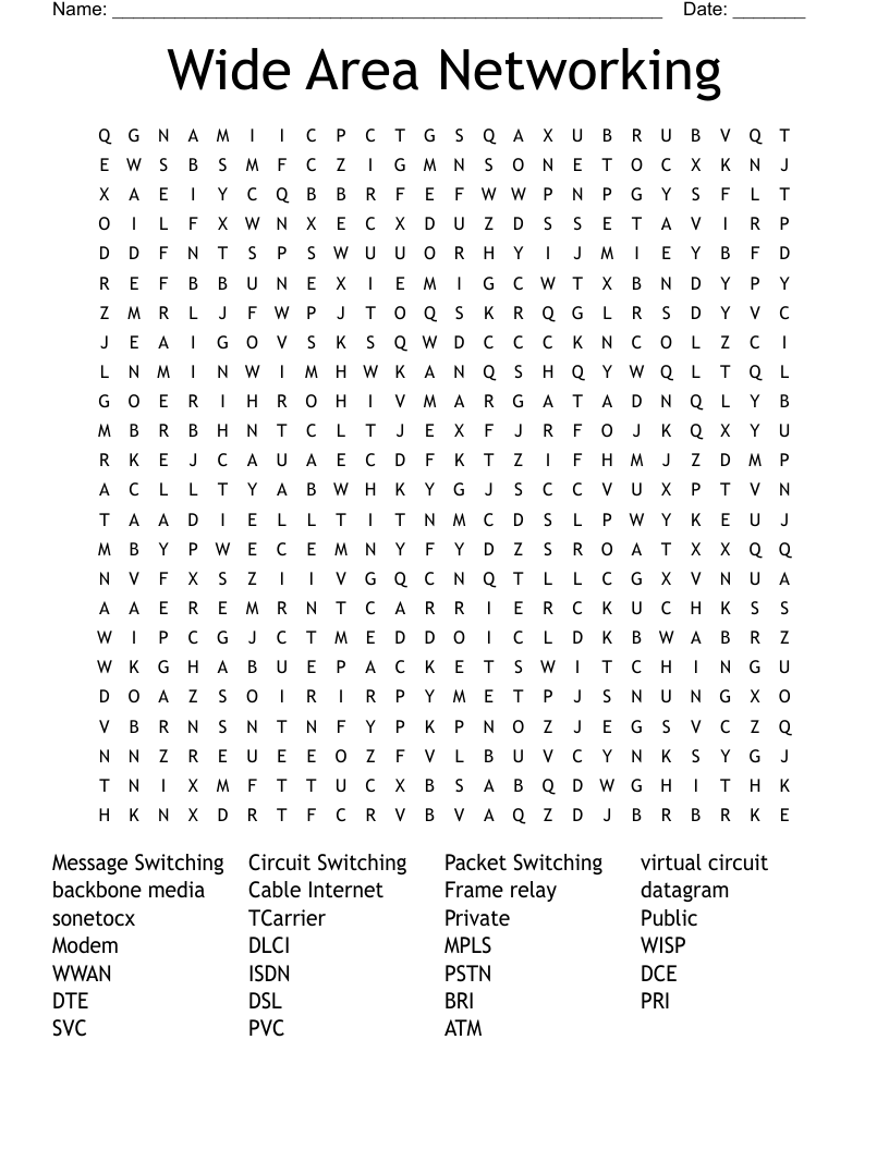 Wide Area Networking Word Search