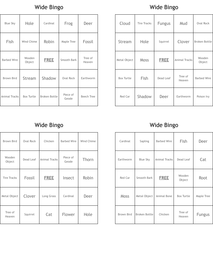 Wide Bingo