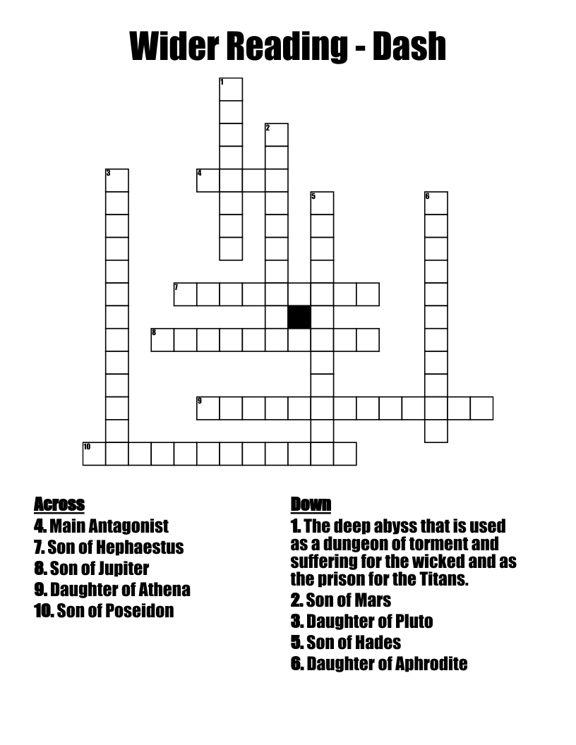 Wider Reading - Dash Crossword