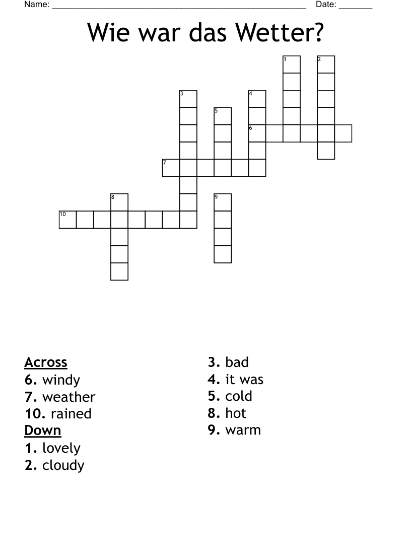 Wie war das Wetter? Crossword
