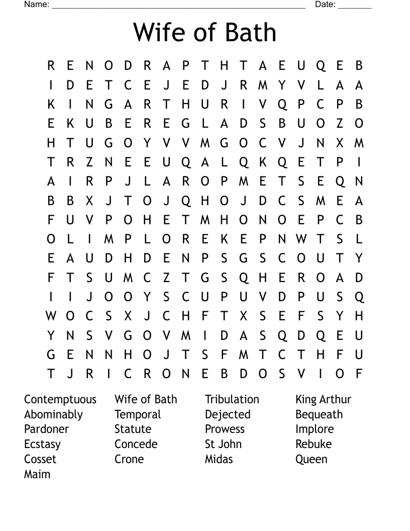 Wife of Bath Word Search