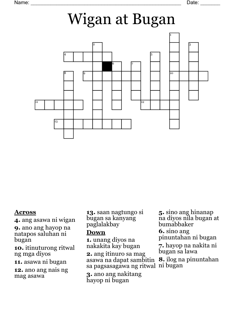 Wigan at Bugan Crossword