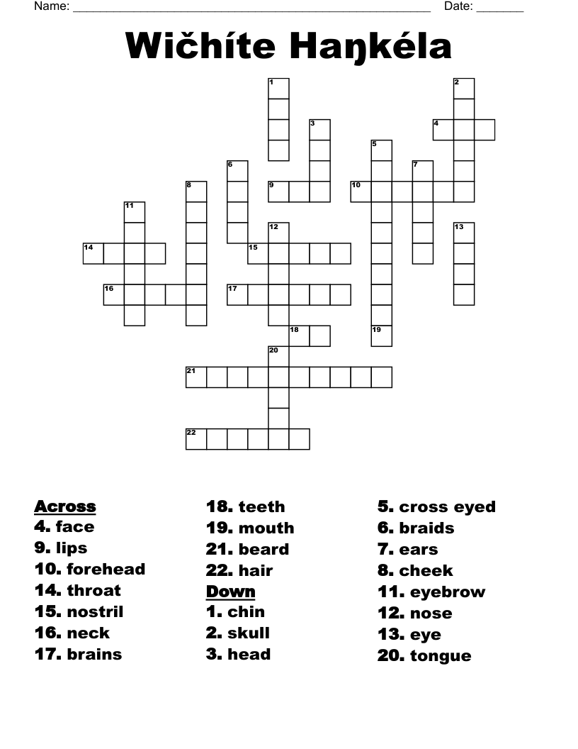 Wičhíte Haŋkéla Crossword
