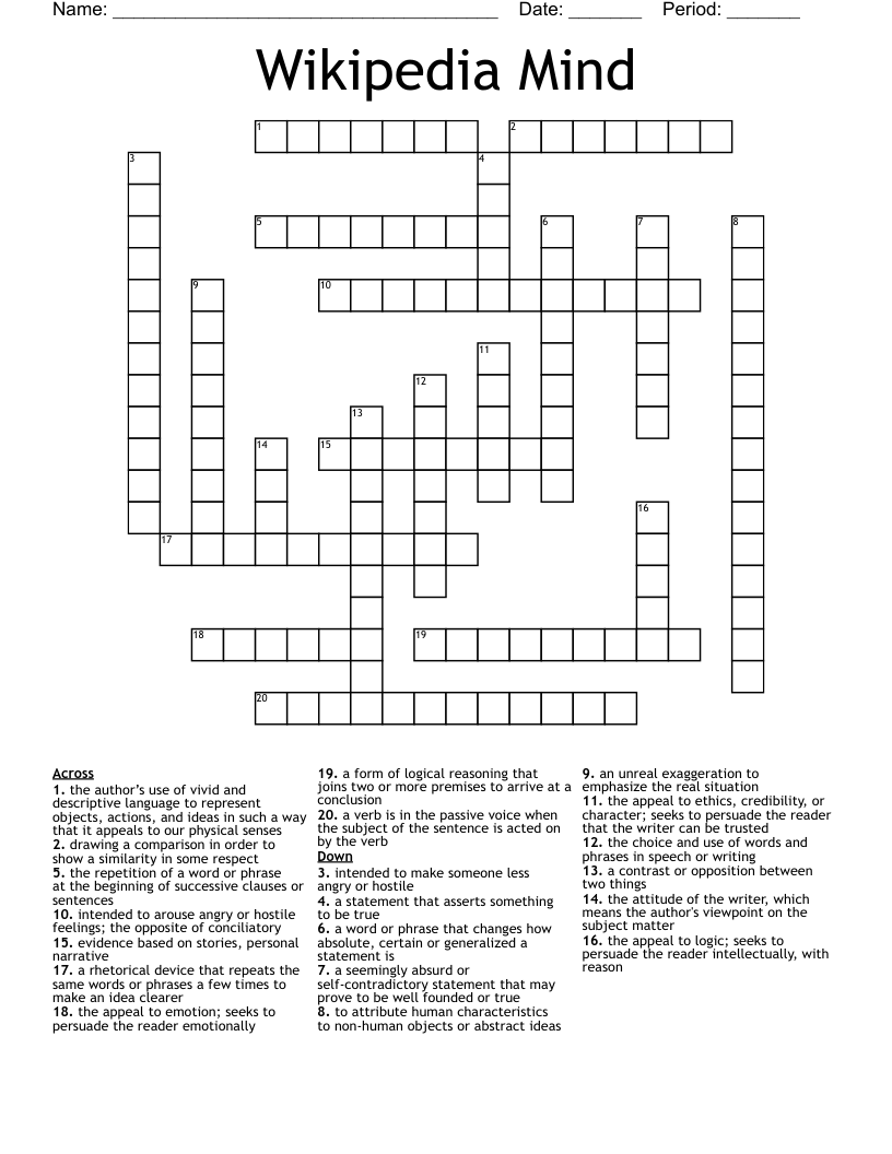 Wikipedia Mind Crossword