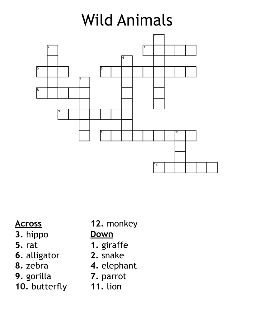 Wild Animals Crossword