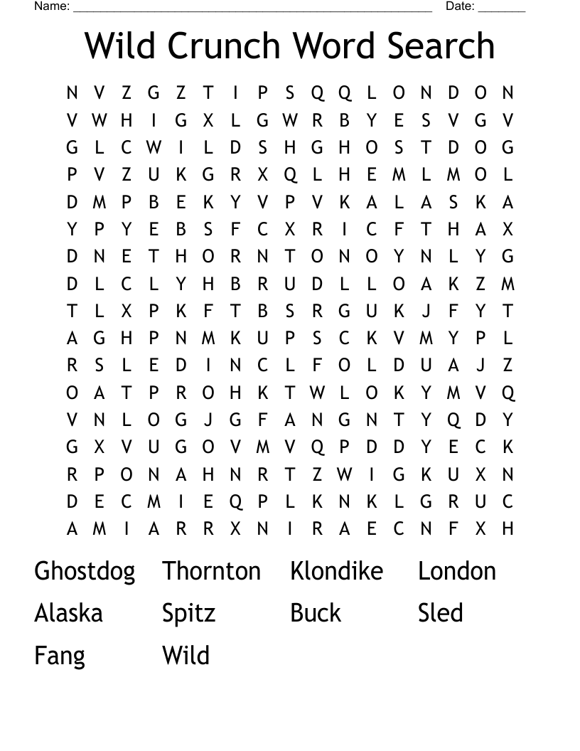 Wild Crunch Word Search