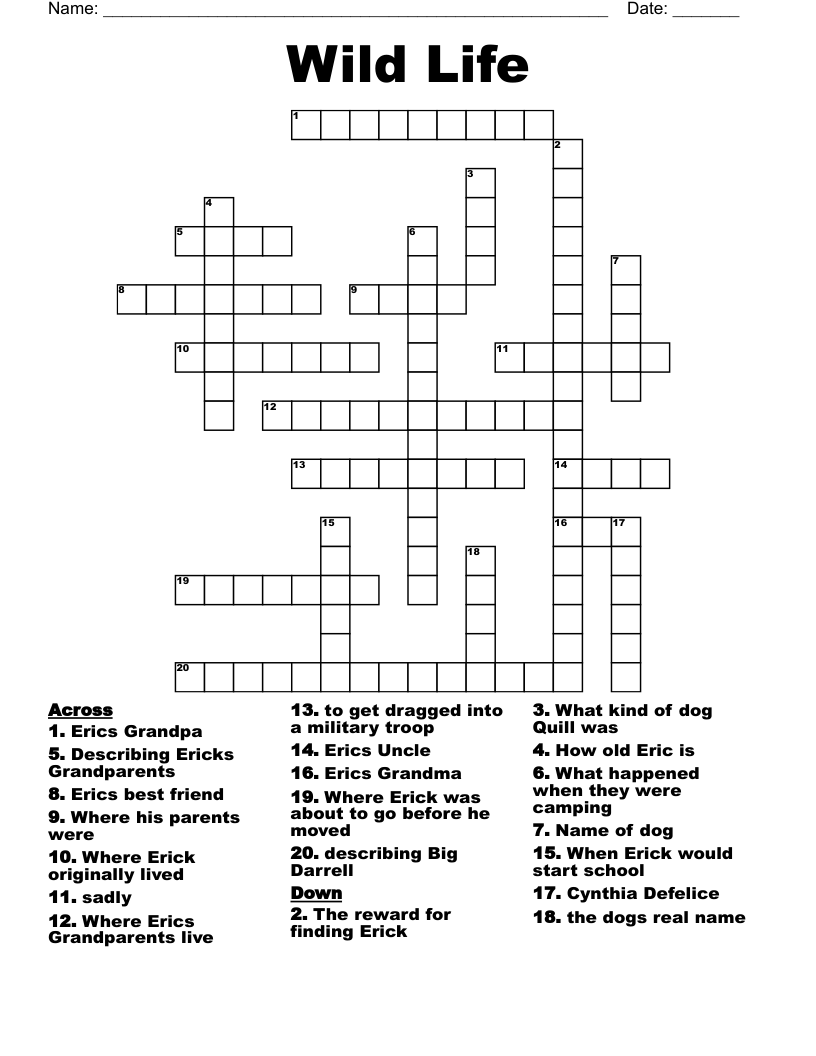 Wild Life Crossword