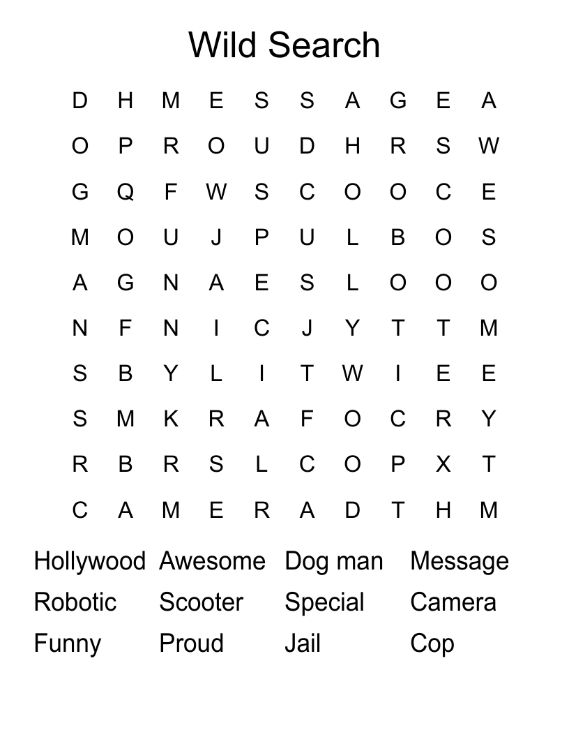 Wild Search Word Search