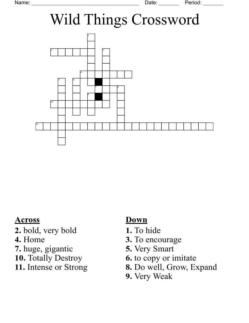 Wild Things Crossword