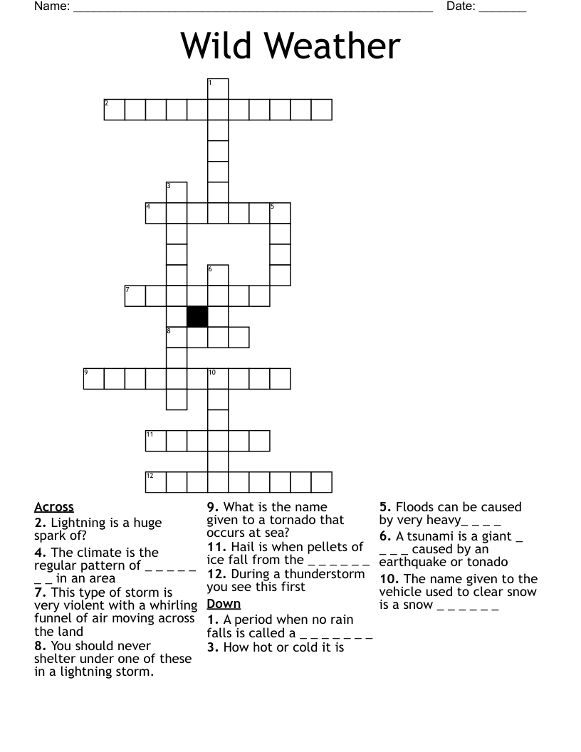 Wild Weather Crossword