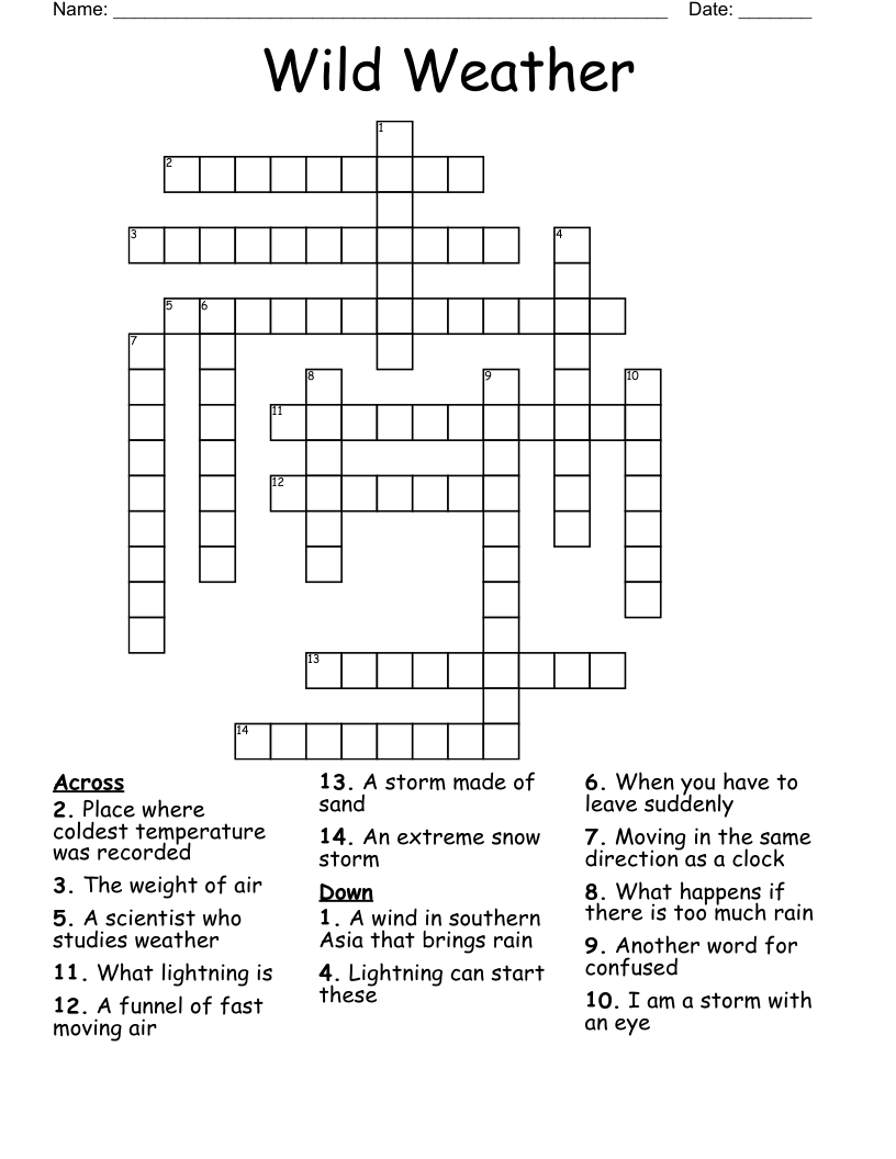 Wild Weather Crossword